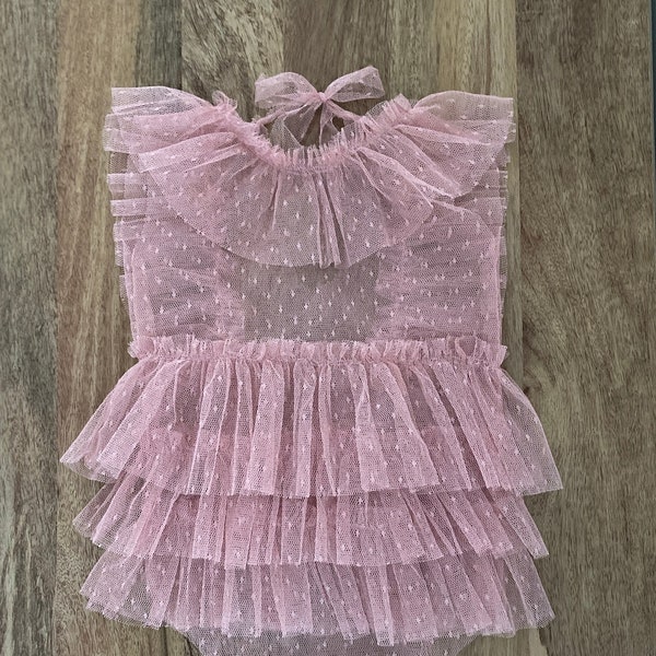 Dusty rose first birthday outfit, dusty rose baby girl romper, dusty pink cake smash outfit girl, boho first birthday outfit girl