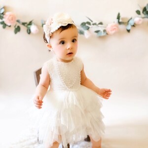 First birthday dress, ivory flower girl dress, baby flower girl dress, first birthday outfit girl