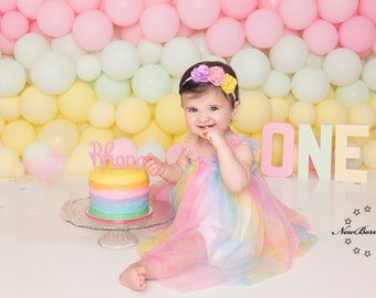 Pastel rainbow baby dress top