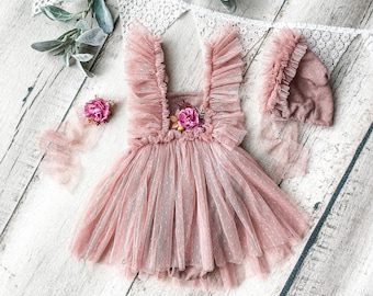 Dusty rose romper,dusty rose sitter outfit,boho cake smash outfit,1st birthday outfit,baby girl outfit,half birthday outfit,sitter romper