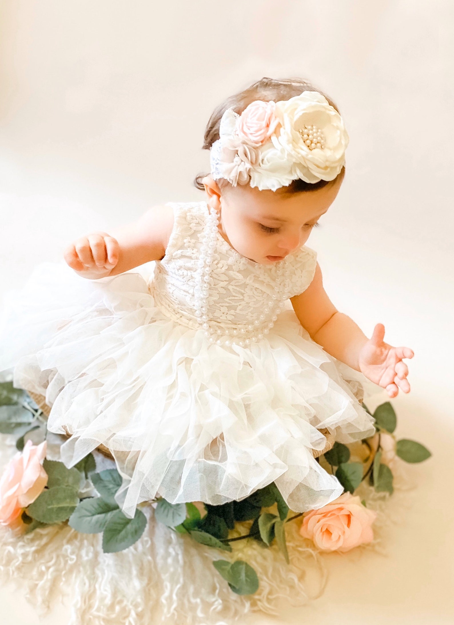 First Birthday Dress Ivory Flower Girl Dress Baby Flower Etsy