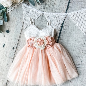 Blush flower girl dress,peach flower girl dress,cake smash dress,boho baby dress,1st birthday dress,baby girl dress,boho cake smash