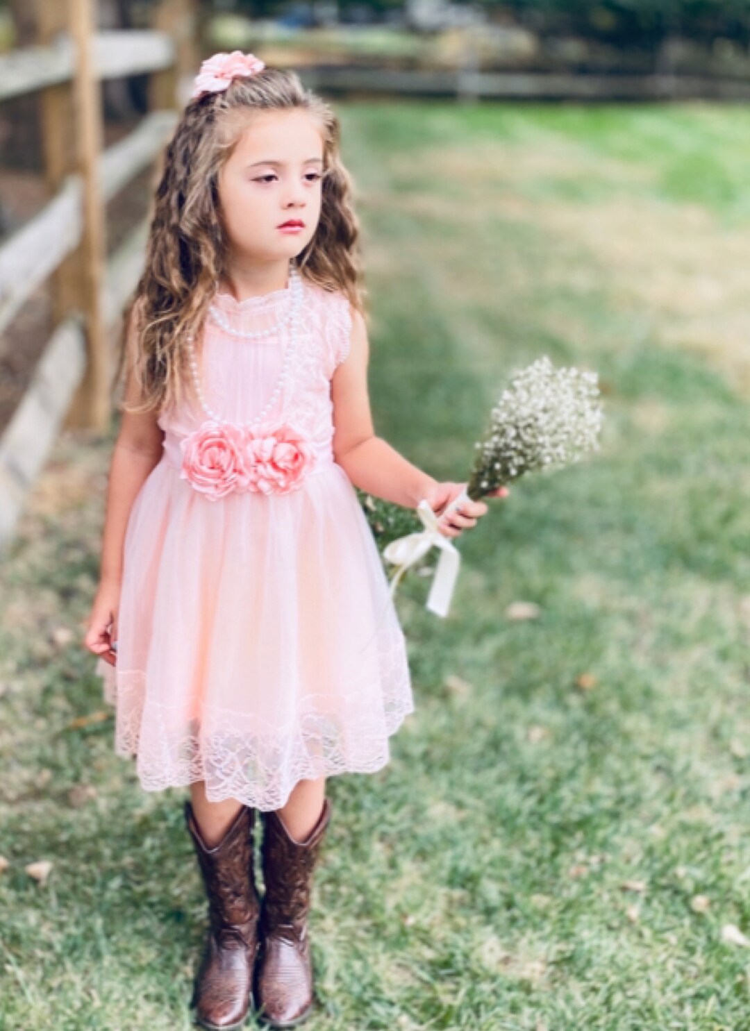 Pink Flower Girl Dress,rustic Flower Girl Dress,boho Flower Girl Dress ...