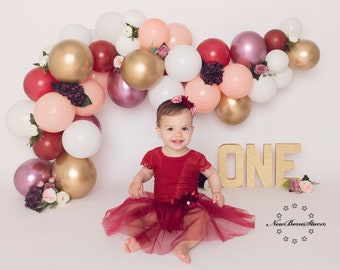 Wine red baby dress,Christmas dress,burgundy baby dress,baby tutu,cake smash dress,1st birthday dress,sitter girl romper boho cake smash