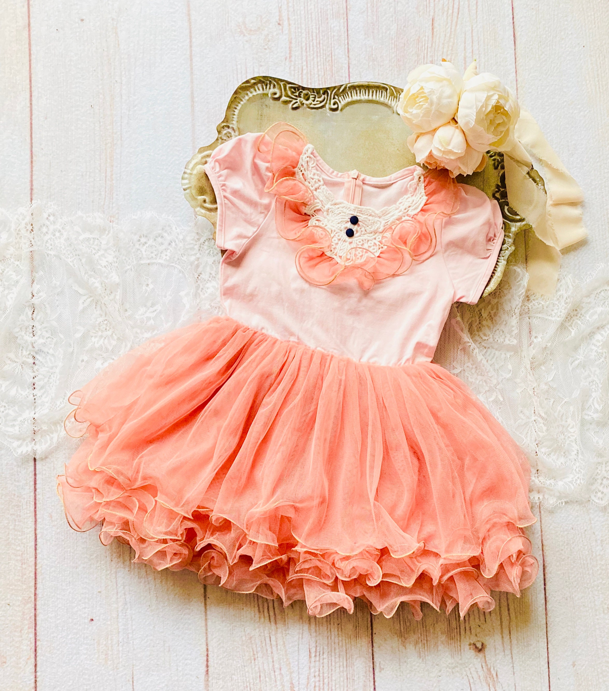 4T Dusty Rose and Pink Tulle Tutu Dress Easter Dress Birthday Dress Father Daughter Dance Flower Girl Dress Vintage Dress Etsy