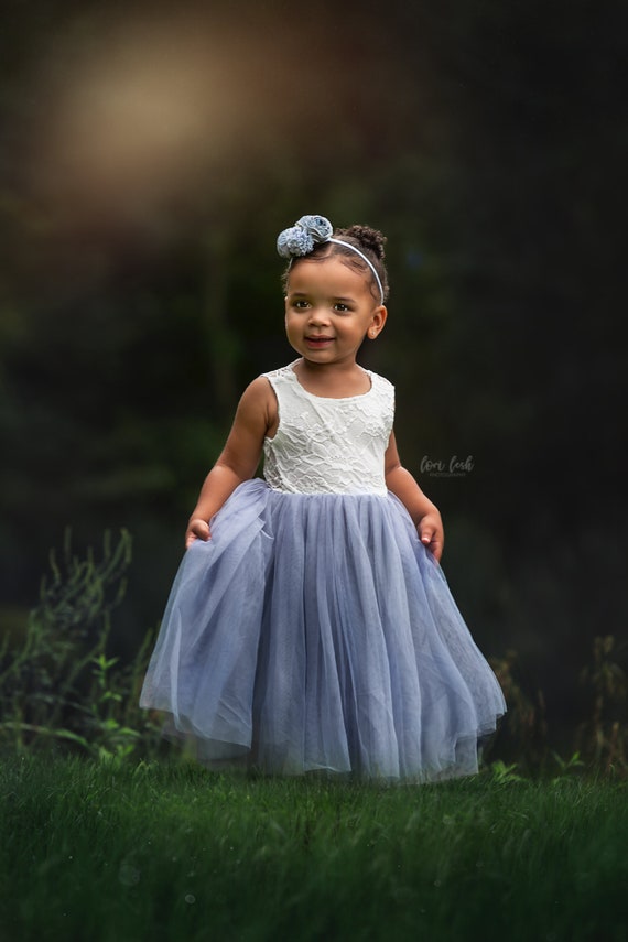 blue flower girl dresses