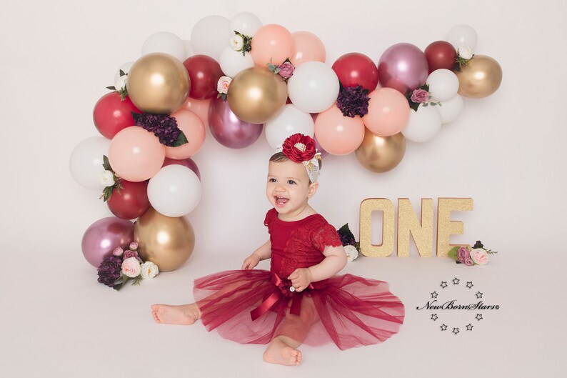 Wine red baby dress,Christmas dress,burgundy baby dress,baby tutu,cake smash dress,1st birthday dress,sitter girl romper boho cake smash image 5