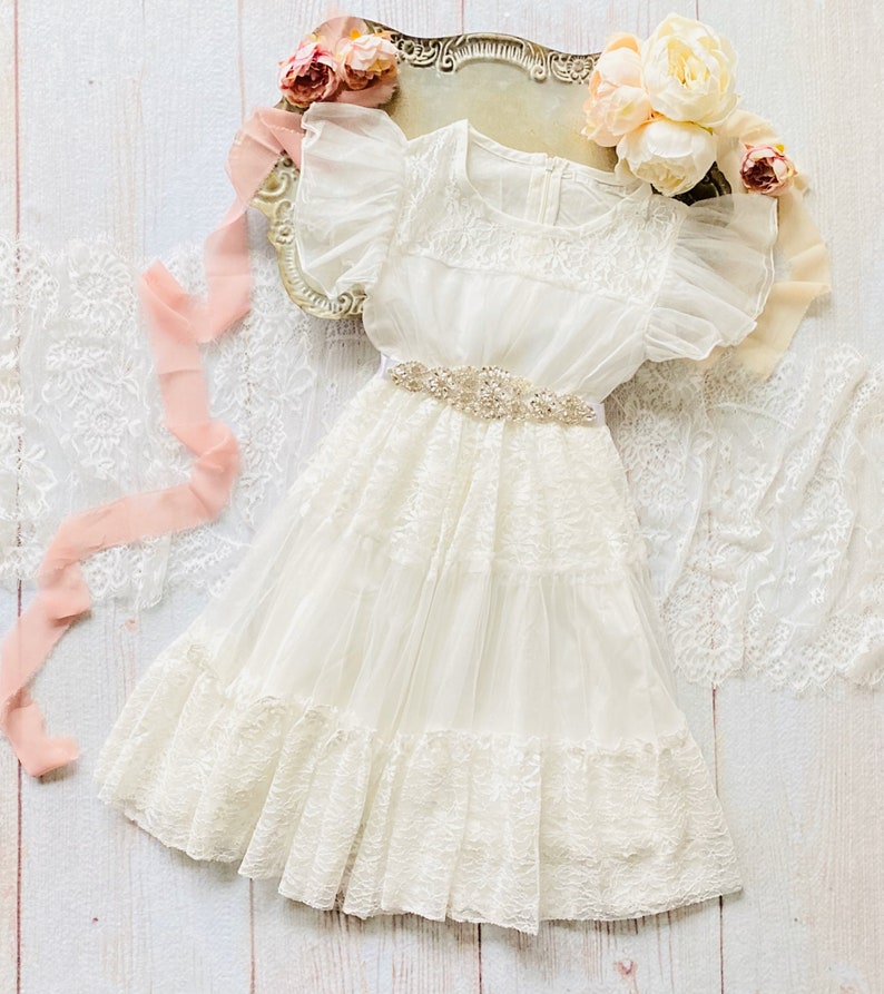 Girls White Dress Baptism Dress Country Western Dress Etsy