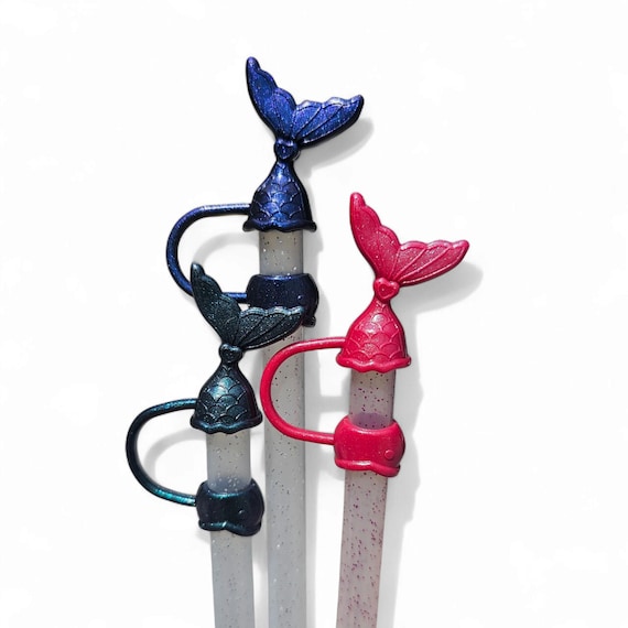 Mermaid 3D Silicone 10mm Straw Topper | Straw Cover. Fits 10mm, Stanley, Simple Modern, & most 30oz-40oz Tumbler Straws.