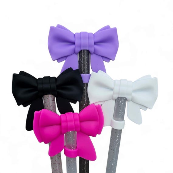 Coquette Ribbon Bow 3D Silicone Straw Topper | Straw Cover | Fits 10mm, Stanley, Mini Stanley, Simple Modern, 30oz-40oz Tumbler Straws.