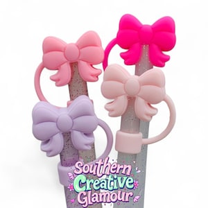 Coquette Ribbon Bow 3D Silicone 10mm Straw Toppers | 10mm Straw Cover | Tumbler Accessories | Fits Stanley, Simple Modern, Yeti & More