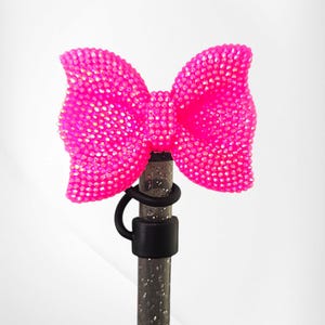 Deluxe Glitter Ribbon Bow Straw Topper  / Straw Cover. Fits 10mm, Stanley, Simple Modern, 30oz-40oz Tumbler Straws, and Yeti Straws.