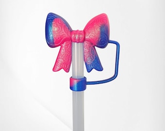 Berry Truffle Pink Shimmer Princess Bow 3D Silicone Straw Topper  | Fits 10mm, Stanley, Simple Modern, Brumate,  and30oz-40oz Tumbler Straws
