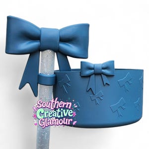 3D Bow Silicone Tumbler Boot & Glitter Bow 3D Silicone 10mm Straw Topper  | Tumbler Accessories Set | Fits 30oz-40oz Tumblers