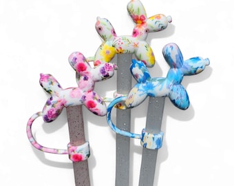 Balloon Dog 3D Silicone Straw Topper | Straw Cover. Fits 10mm, Stanley, Mini Stanley, Simple Modern, & 30oz-40oz Tumbler Straws.