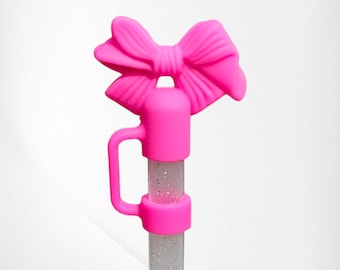 Coquette Ribbon Bow Silicone Straw Topper.  Fits 10mm, Stanley, Mini Stanley, 30oz-40oz Tumbler Straws. Love Shack Fancy inspired.