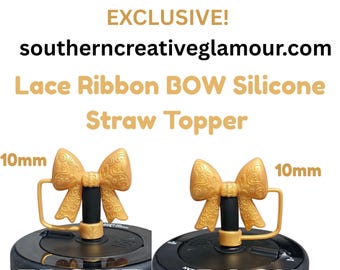 Lace Ribbon Bow 3D Silicone Straw Topper  | Fits 10mm and Stanley Straws  | Fits Stanley, Simple Modern, Brumate, and 30oz-40oz Tumblers.