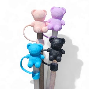 Teddy Bear 3D 10mm Straw Topper  | Straw Cover  | Tumbler Accessories  | Straw Charm  | Fits 10mm Reusable Straws