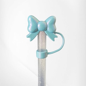 Straw Topper | Stanley Straw Topper  | Blueberry Milk Shimmer Bow 3D Silicone Straw Topper  | Straw Cover  | Tumbler Accessories  | Charm