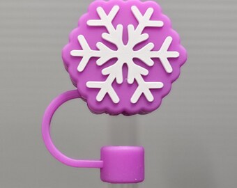 Christmas Holiday Snowflake 3D Silicone Straw Topper  - Straw Cover. Fits 10mm, Stanley, Brumate, Yeti, Simple Modern, Starbucks Stanley SxS