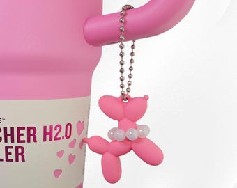 Balloon Dog Tumbler Straw Charm  | Tumbler Charm Necklace  | Tumbler Charm Bracelet  | Beaded Tumbler Charms | Straw Dangle