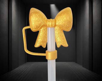 Lace Ribbon Bow 3D Silicone Straw Topper  | Fits 10mm and Stanley Straws  | Fits Stanley, Simple Modern, Hydroflask, 30oz-40oz Tumbler Straw
