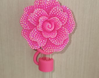 Glitter Ribbon Bow Straw Topper  / Straw Cover. Fits 10mm, Stanley, Simple Modern, 30oz-40oz Tumbler Straws, and Yeti Straws.