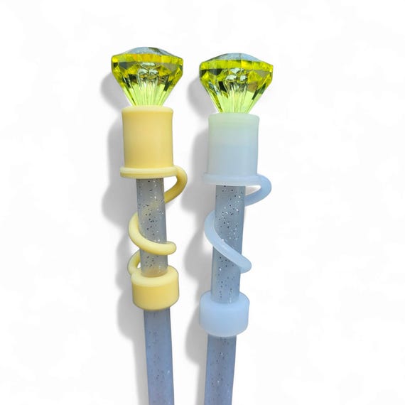 Yellow Diamond 3D Silicone 10mm Straw Toppers | Straw Covers | Fits Stanley, Starbucks Stanley SxS Collaboration, Simple Modern, Yeti
