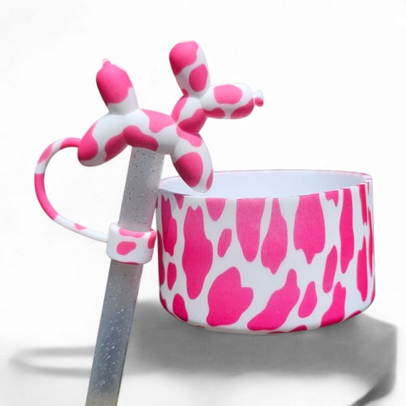 Balloon Dog 3D Silicone Straw Topper and Matching Silicone Tumbler Boot Set | Tumbler Accessories | Tumbler Sleeve | Straw Cover