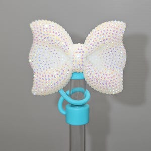 Glitter Ribbon Bow Straw Topper  / Straw Cover. Fits 10mm, Stanley, Simple Modern, 30oz-40oz Tumbler Straws, and Yeti Straws.