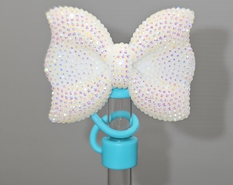 Glitter Ribbon Bow Straw Topper  / Straw Cover. Fits 10mm, Stanley, Simple Modern, 30oz-40oz Tumbler Straws, and Yeti Straws.