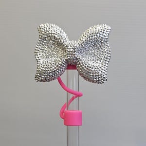 Glitter Ribbon Bow Straw Topper  / Straw Cover. Fits 10mm, Stanley, Simple Modern, 30oz-40oz Tumbler Straws, and Yeti Straws.