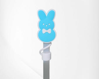 Peeps inspired Easter Bunny Silicone Straw Topper  | Fits Stanley Straws  | Fits 10mm Straws.