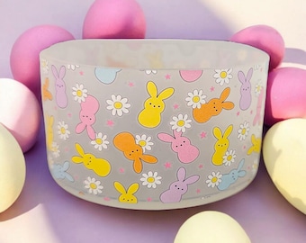 Peeps inspired Easter Bunny Silicone Tumbler Boot - Stanley Tumbler Boot - Bow Boot - Tumbler Sleeve - Fits 32oz-40oz Tumblers.