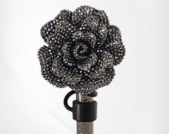 Deluxe Glitter Rose Straw Topper. Fits 10mm, Stanley, and 30oz-40oz Tumblers.