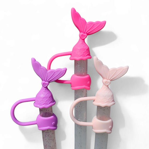 Mermaid 3D Silicone 10mm Straw Topper | Straw Cover. Fits 10mm, Stanley, Simple Modern, & most 30oz-40oz Tumbler Straws.