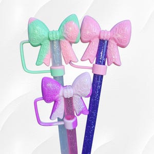Lace Princess Ribbon Bow 3D Silicone Straw Topper  | Fits 10mm and Stanley Straws | Fits Stanley, Simple Modern, Hydroflask, Brumate Straws