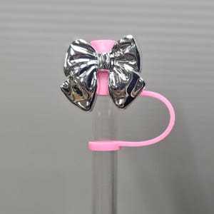 Luxury Gold & Silver Ribbon Bow Straw Topper. Fits 10mm, Stanley, and 30oz-40oz Tumbler Straws.