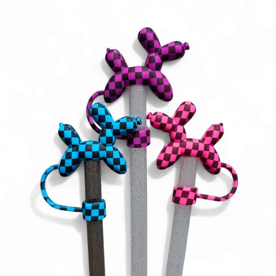 Balloon Dog 3D Silicone Straw Topper | Straw Cover. Fits 10mm, Stanley, Mini Stanley, Simple Modern, & 30oz-40oz Tumbler Straws.
