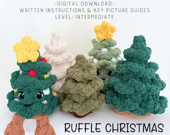 Ruffle Christmas Tree and Buddy Video Tutorial/Pattern, finger knit, hand knit Christmas pattern