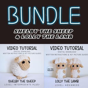 Sheep and Lamb Hand Knit Patterns, Pattern Bundle, Video Tutorial, Learn How to Finger Knit, Hand Knit, Hand Knit Plushies, Patterns