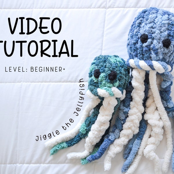 Jellyfish VIDEO TUTORIAL/Pattern, Learn How to Finger Knit, Hand Knitting, Crochet Jellyfish, Crochet Tutorial, Tutorial, Pattern, DIY