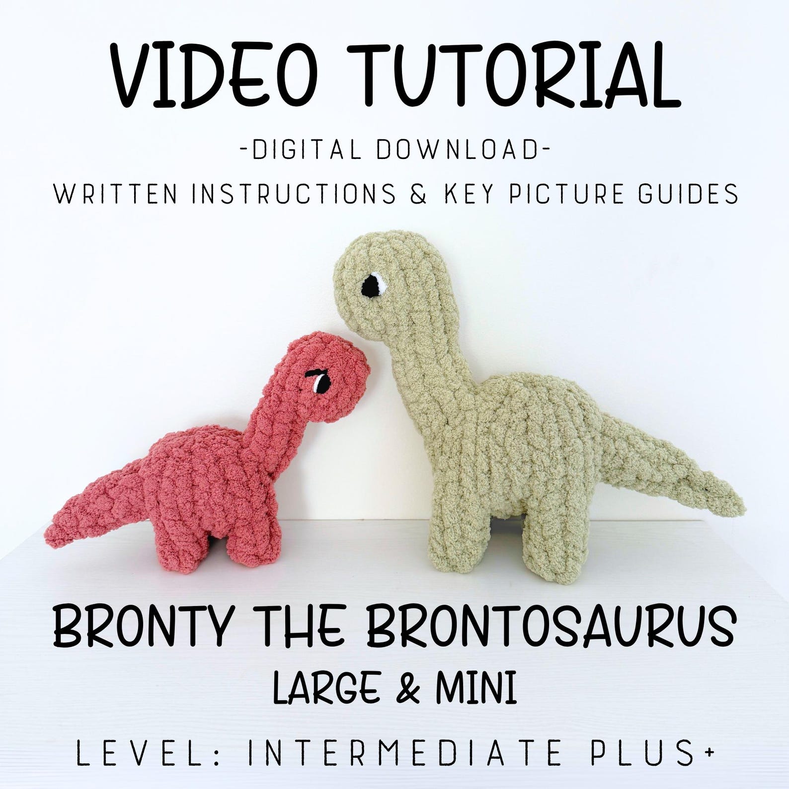 Brontosaurus Finger Knit Pattern and Video Tutorial, Hand Knit Dinosaur ...