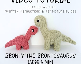 Brontosaurus Finger Knit Pattern and Video Tutorial, Hand Knit Dinosaur Pattern, Mini Chunky Knit Dino, Hand Knit