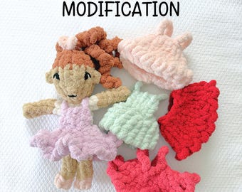 The Doll Collection EXTENSION, Removable Skirts Modification, Dress-Up Dolls, Hand Knit, Finger Knit