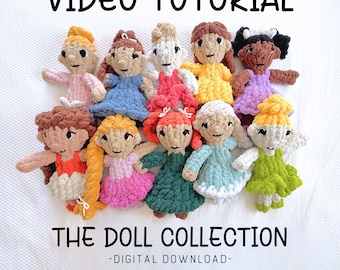Finger Knit Doll Collection Pattern Video Tutorial/Pattern, Hand Knit Pattern