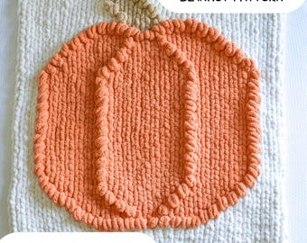 Patrón de manta con pompones de calabaza, manta con gráfico de calabaza de punto grueso, videotutorial sobre cómo añadir pompones, tejido a mano