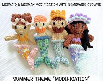 The Doll Collection EXTENSION: Mermaid & Merman MODIFICATION and Removable Crowns, Finger Knit Patterns and Video Tutorial