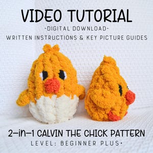2-in-1 カルビンのひよこのパターン、ひよこのパターン、手編みのビデオチュートリアル、指編みの方法を学ぶ、手編みのぬいぐるみ、指編み