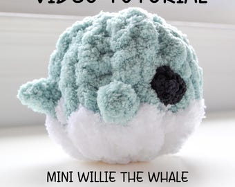 MINI Willie the Whale Video Tutorial/Pattern, Learn How to Finger Knit, Hand Knitting, Crochet Whale, Crochet Tutorial, Tutorial, Whale